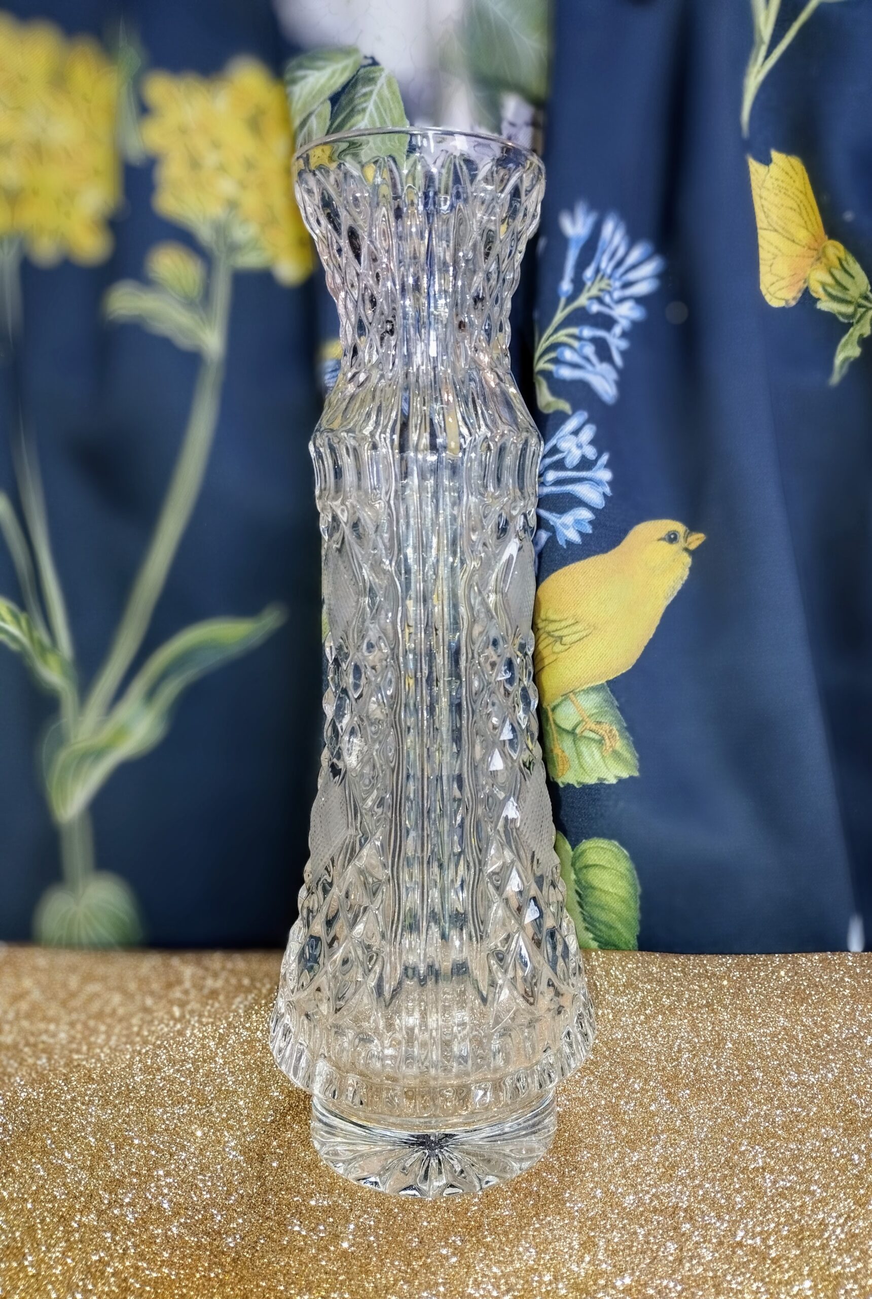 Antik stílusú gyémántcsiszolt kristály szálváza – 21,5 cm - Image 4