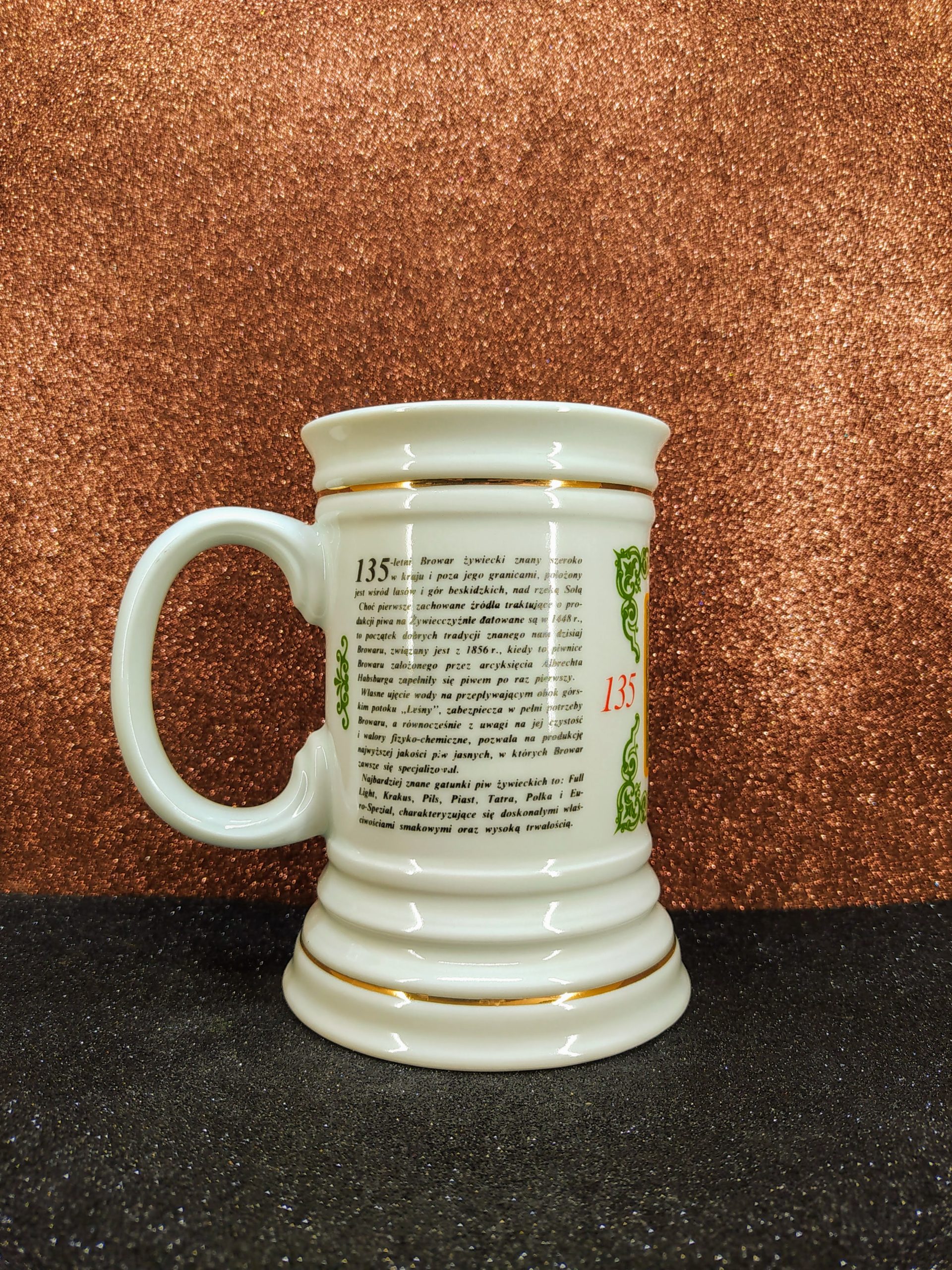 Jelzett lengyel porcelán söröskorsó – Zywiec sörgyár 135. évfordulós emlékkiadás, 15 cm - Image 9