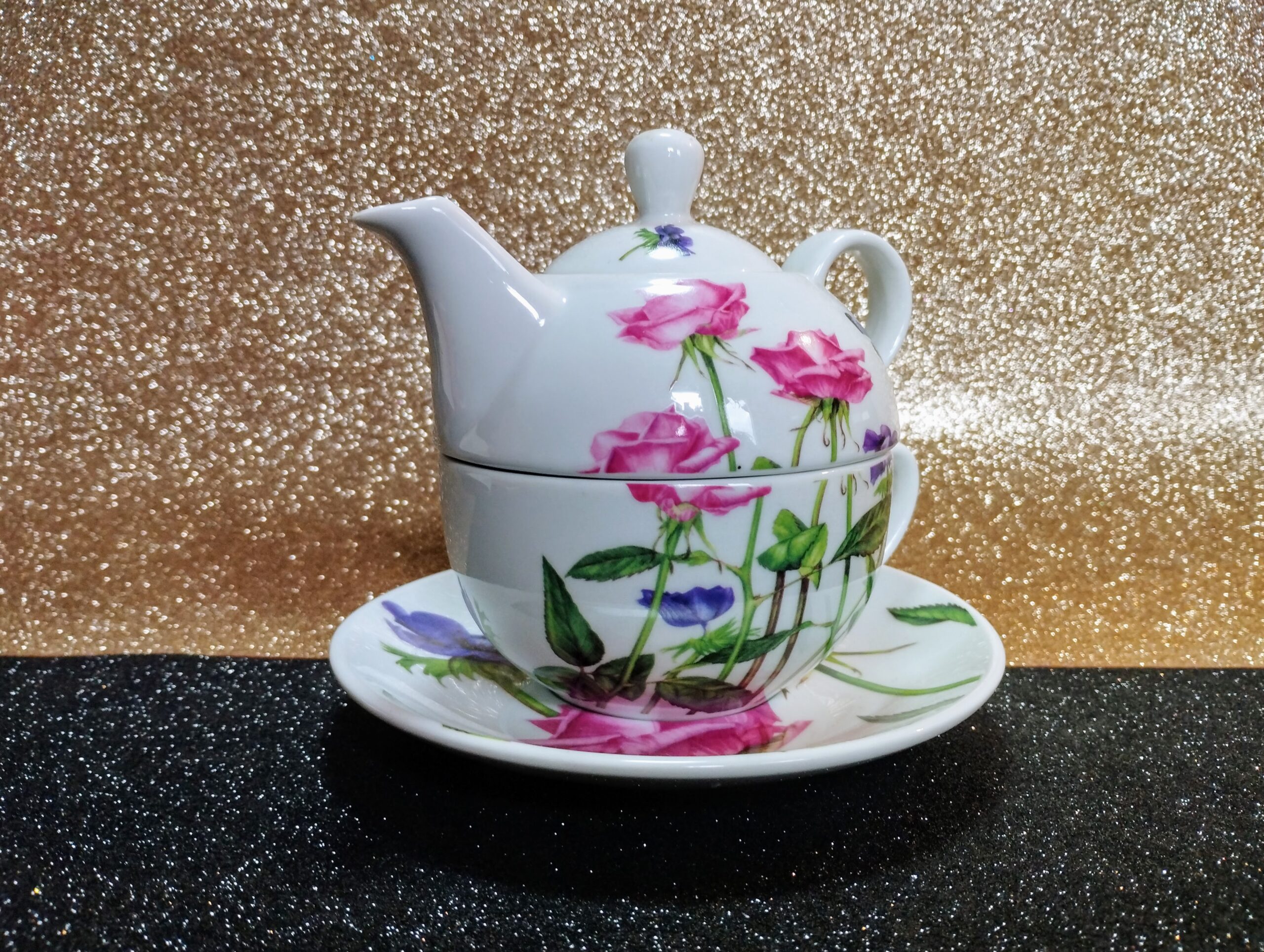 Elegáns egyszemélyes porcelán teás szett – „Tea for One” készlet, 3 részes - Image 4