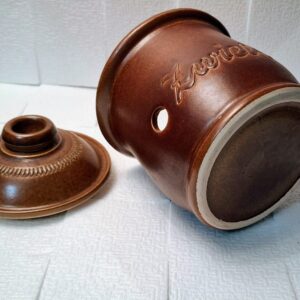 Vintage „Zwiebeln” feliratú német kerámia hagymatároló edény fedéllel