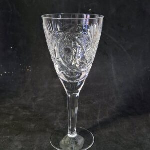 6 db csiszolt kristály pezsgős pohár – klasszikus levélmintás, 18,3 cm