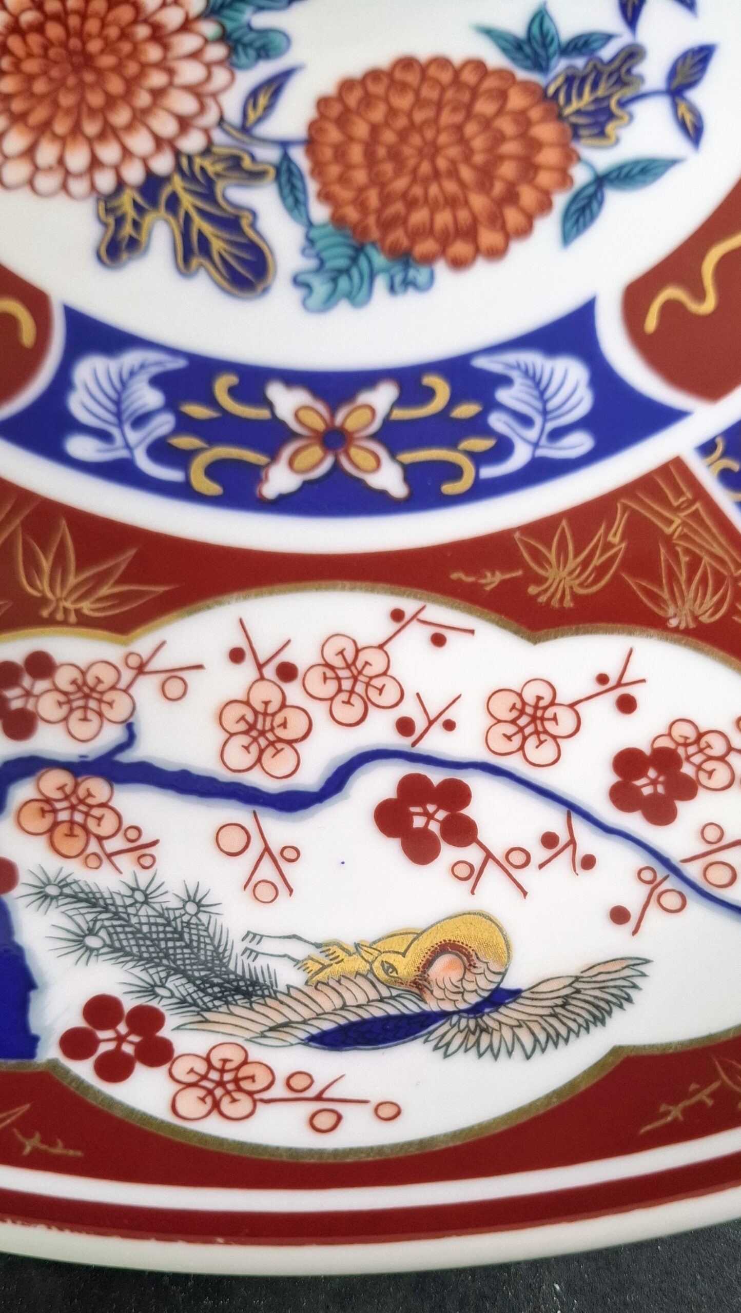 Japán imari dísztál részlet
