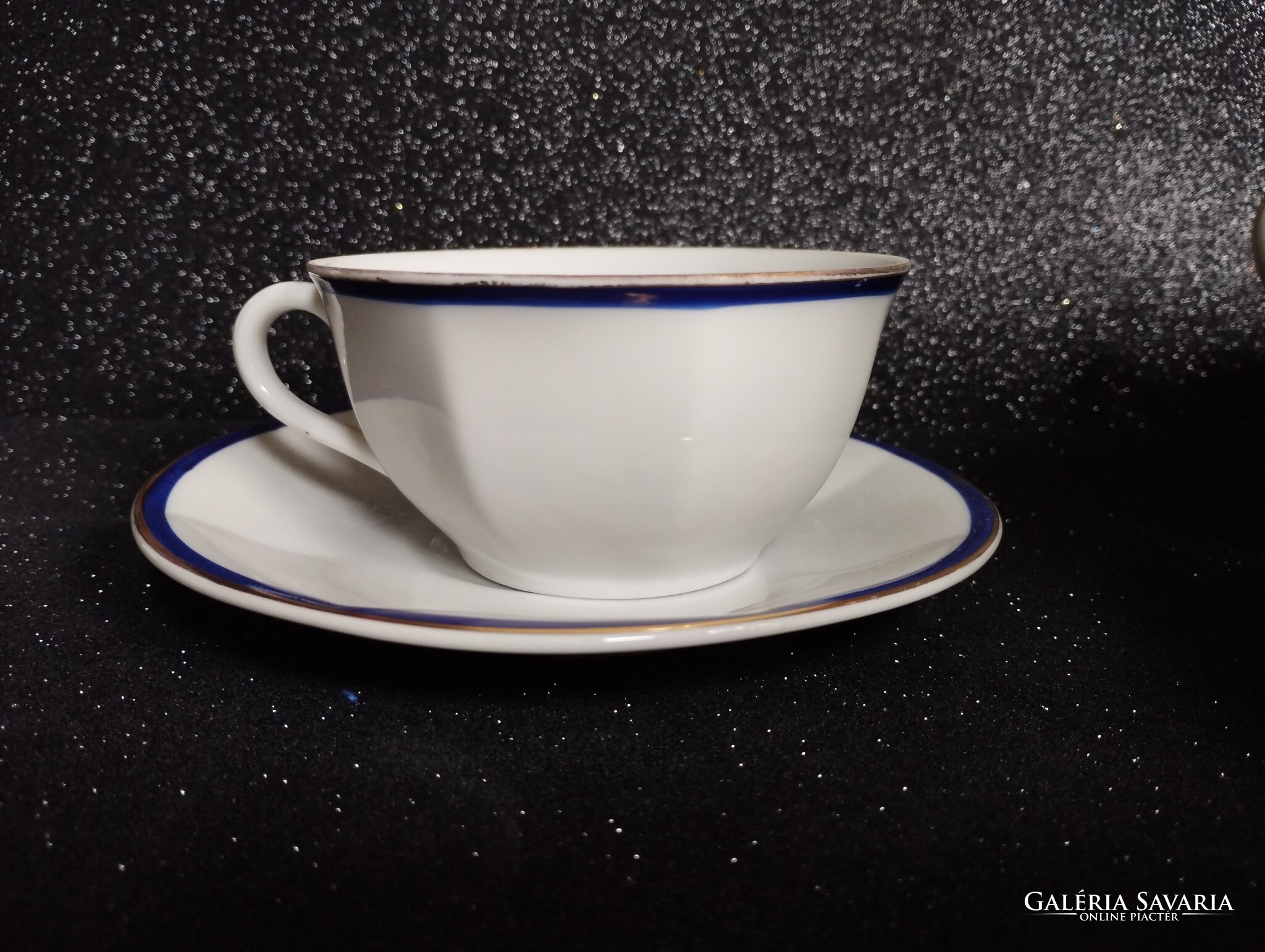 Art Deco Drasche porcelán teáskészlet – kobaltkék és arany szegélyes vintage garnitúra a ’30-as évekből - Image 9
