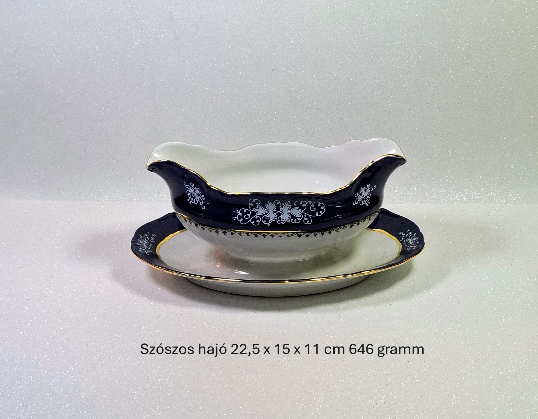 Zsolnay Pompadúr II. 56 darabos 12 személyes étkészlet – kobaltkék aranyozott nagypolgári luxus - Image 9