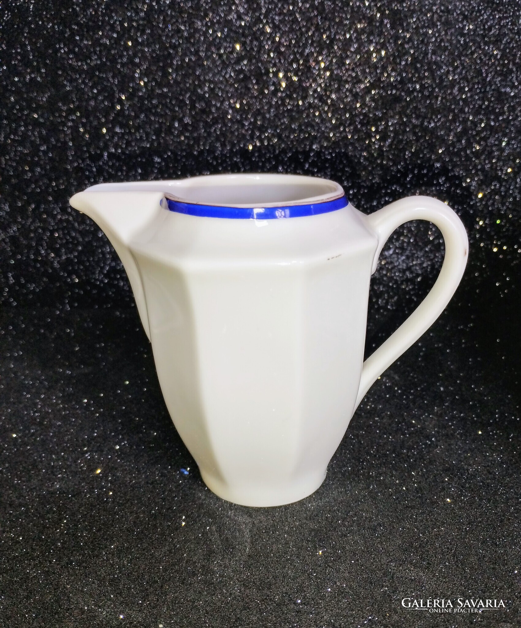 Art Deco Drasche porcelán teáskészlet – kobaltkék és arany szegélyes vintage garnitúra a ’30-as évekből - Image 11