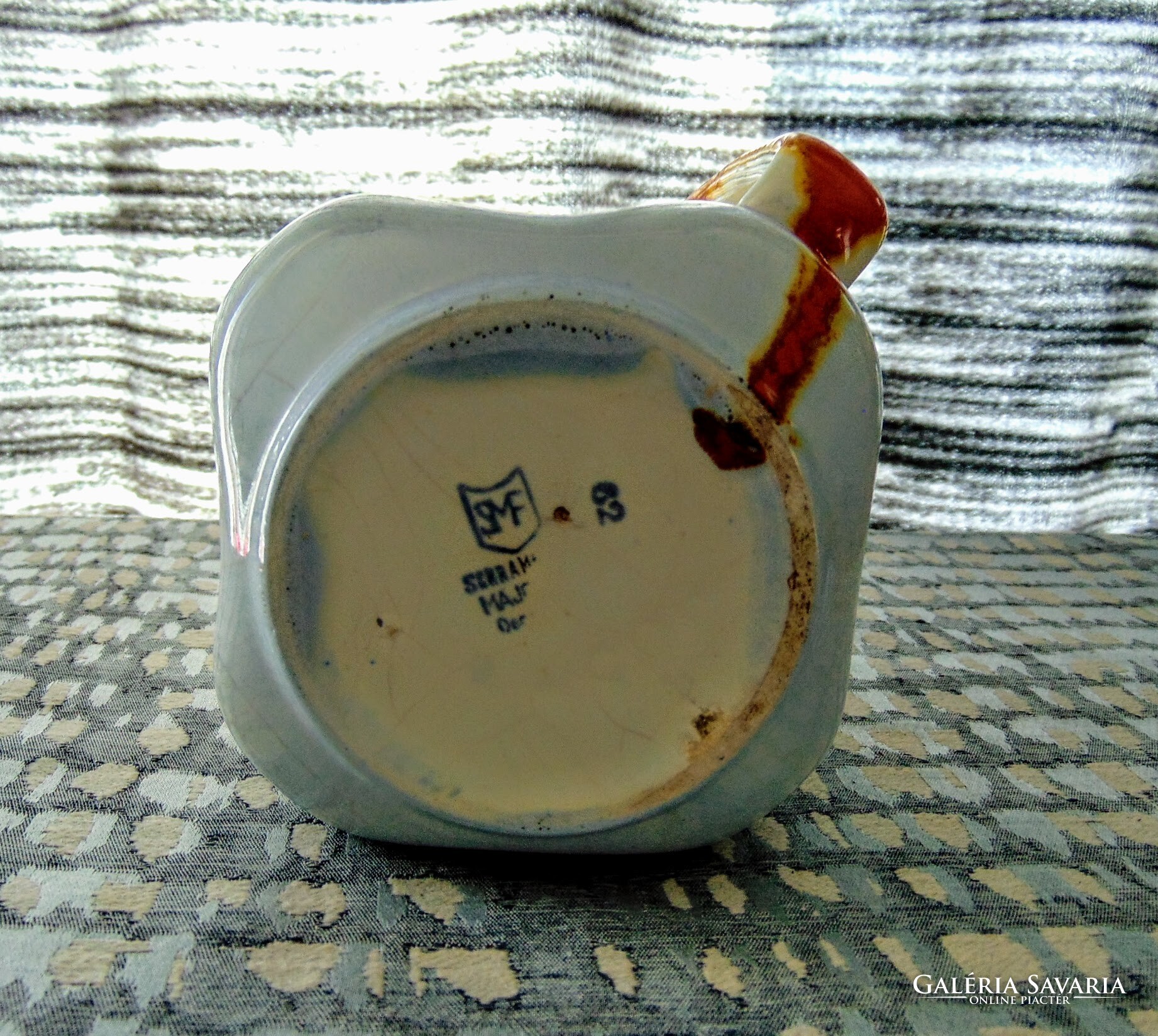 Antik SMF Schramberg majolika kancsó – kézzel festett német kerámia - Image 4