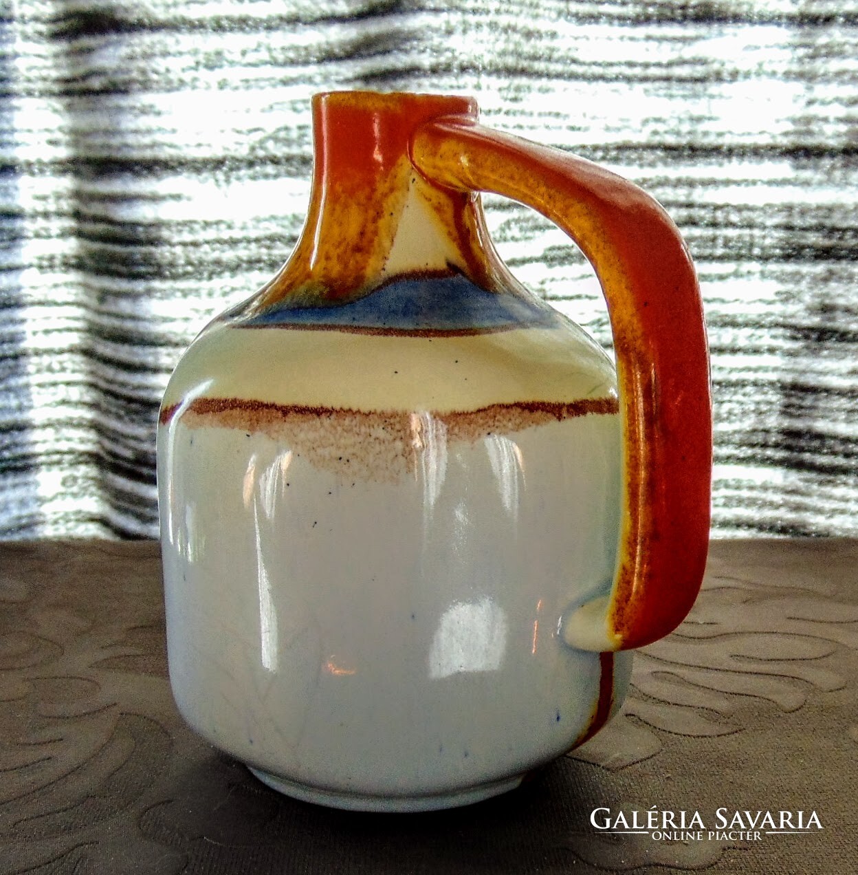Antik SMF Schramberg majolika kancsó – kézzel festett német kerámia - Image 2