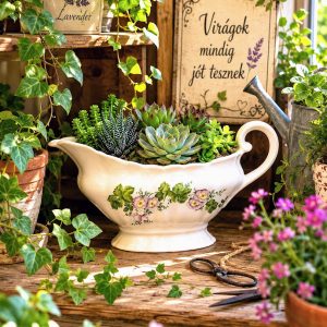 „Egy régi szószos, ami ma már inkább virágsarok-királynő…” – vintage porcelán öntő