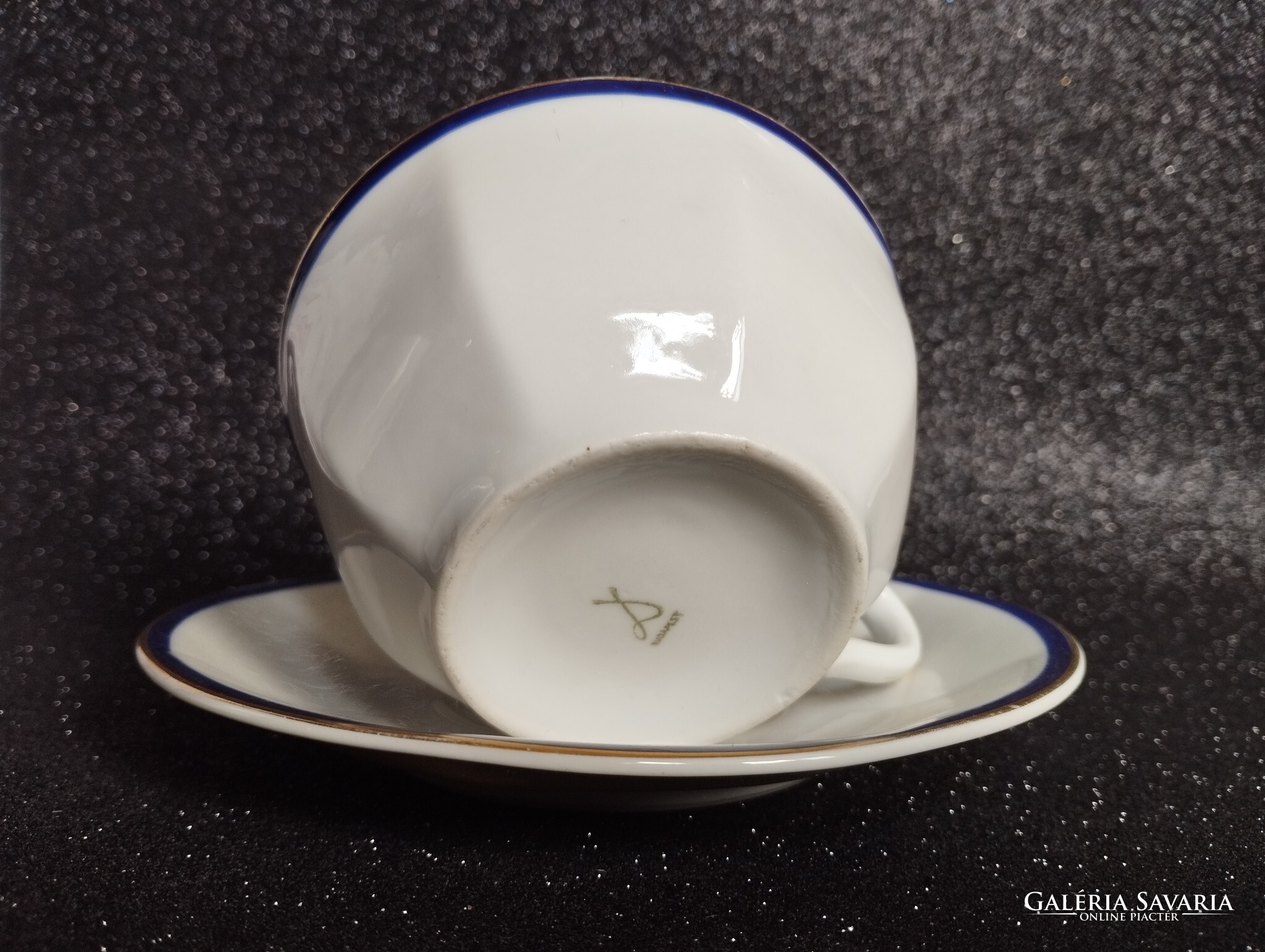 Art Deco Drasche porcelán teáskészlet – kobaltkék és arany szegélyes vintage garnitúra a ’30-as évekből - Image 3