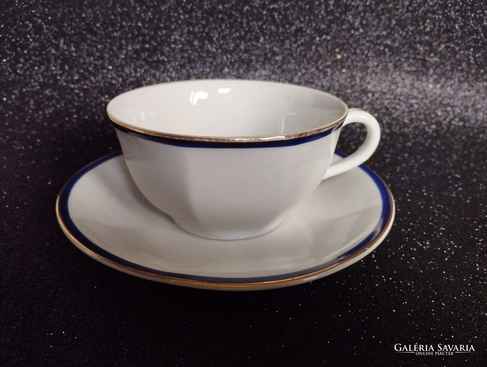 Art Deco Drasche porcelán teáskészlet – kobaltkék és arany szegélyes vintage garnitúra a ’30-as évekből - Image 2
