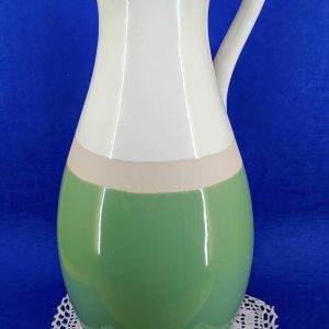 Zöld-fehér vintage kerámia kancsó – letisztult design öntözőkancsó vagy dekor váza