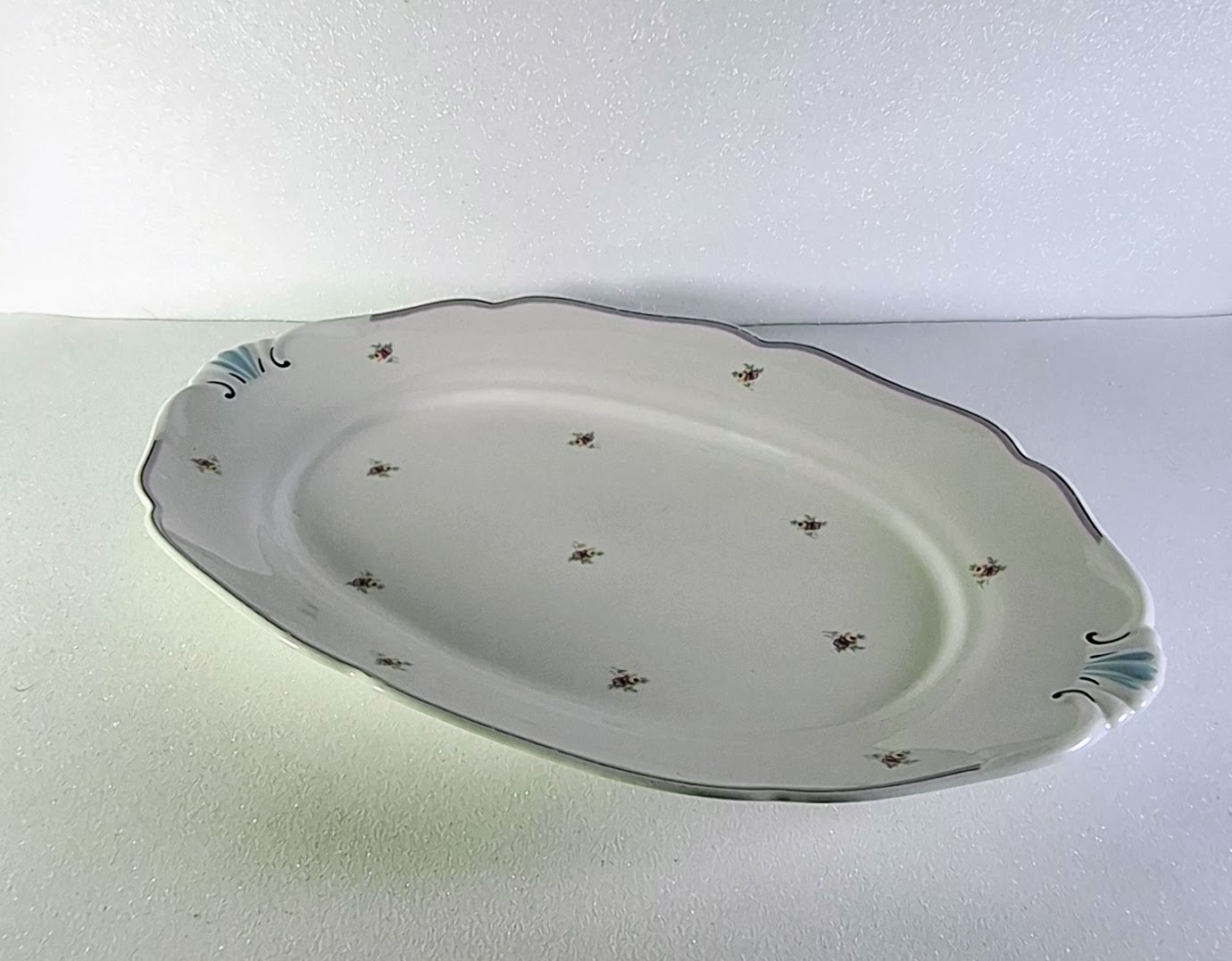 Haas & Czjzek porcelán kínálótál – rózsamintás ovális szervírozótál 35,5 cm - Image 3