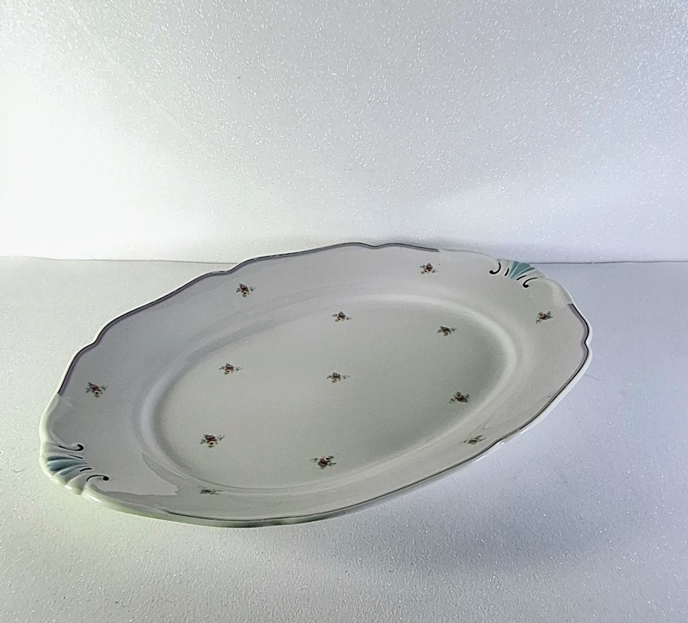 Haas & Czjzek porcelán kínálótál – rózsamintás ovális szervírozótál 35,5 cm - Image 4