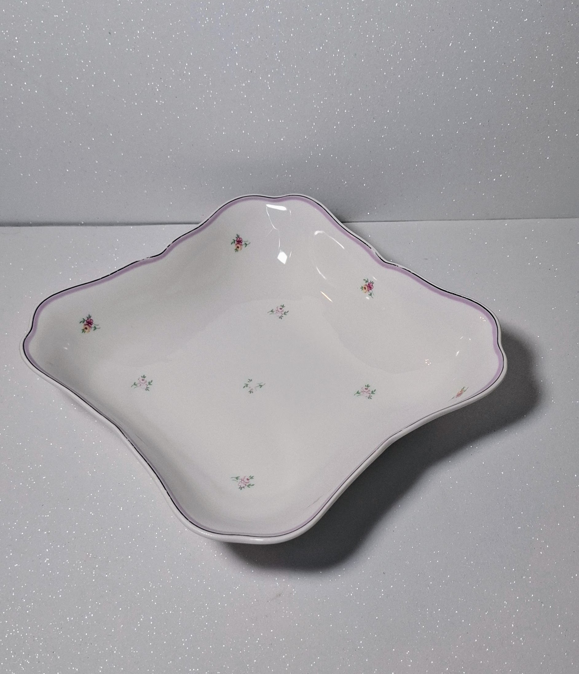 Haas & Czjzek vintage porcelán köretes tál – romantikus virágmintás, 22 cm - Image 4