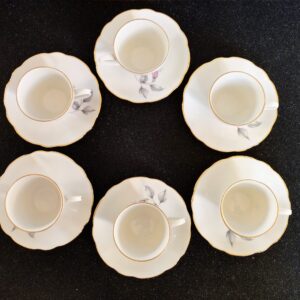 Elegáns Bavaria porcelán mokkáskészlet 6 személyes – aranyszegélyes vintage kávéscsésze szett