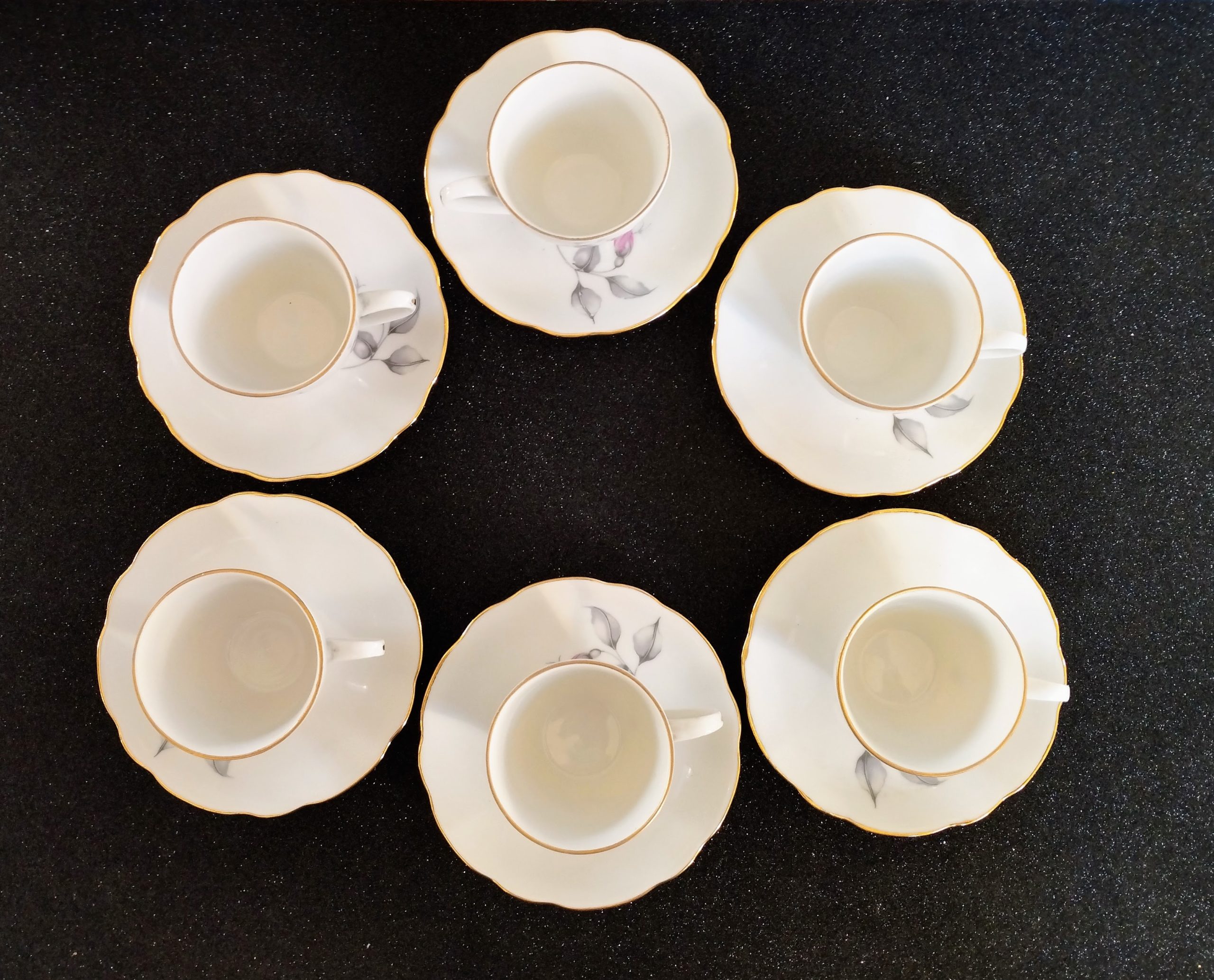 Elegáns Bavaria porcelán mokkáskészlet 6 személyes – aranyszegélyes vintage kávéscsésze szett - Image 2