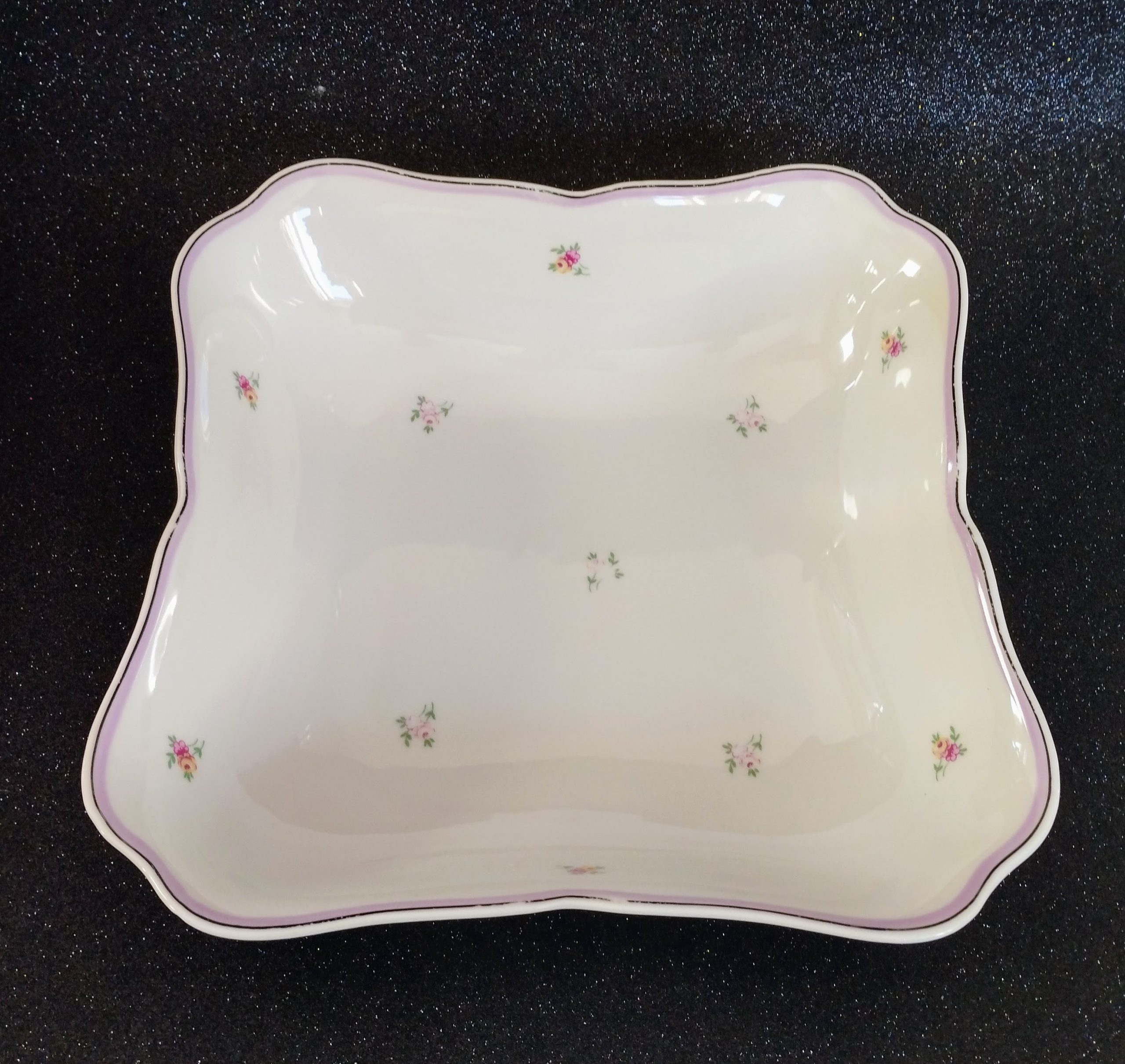 Haas & Czjzek vintage porcelán köretes tál – romantikus virágmintás, 22 cm - Image 3