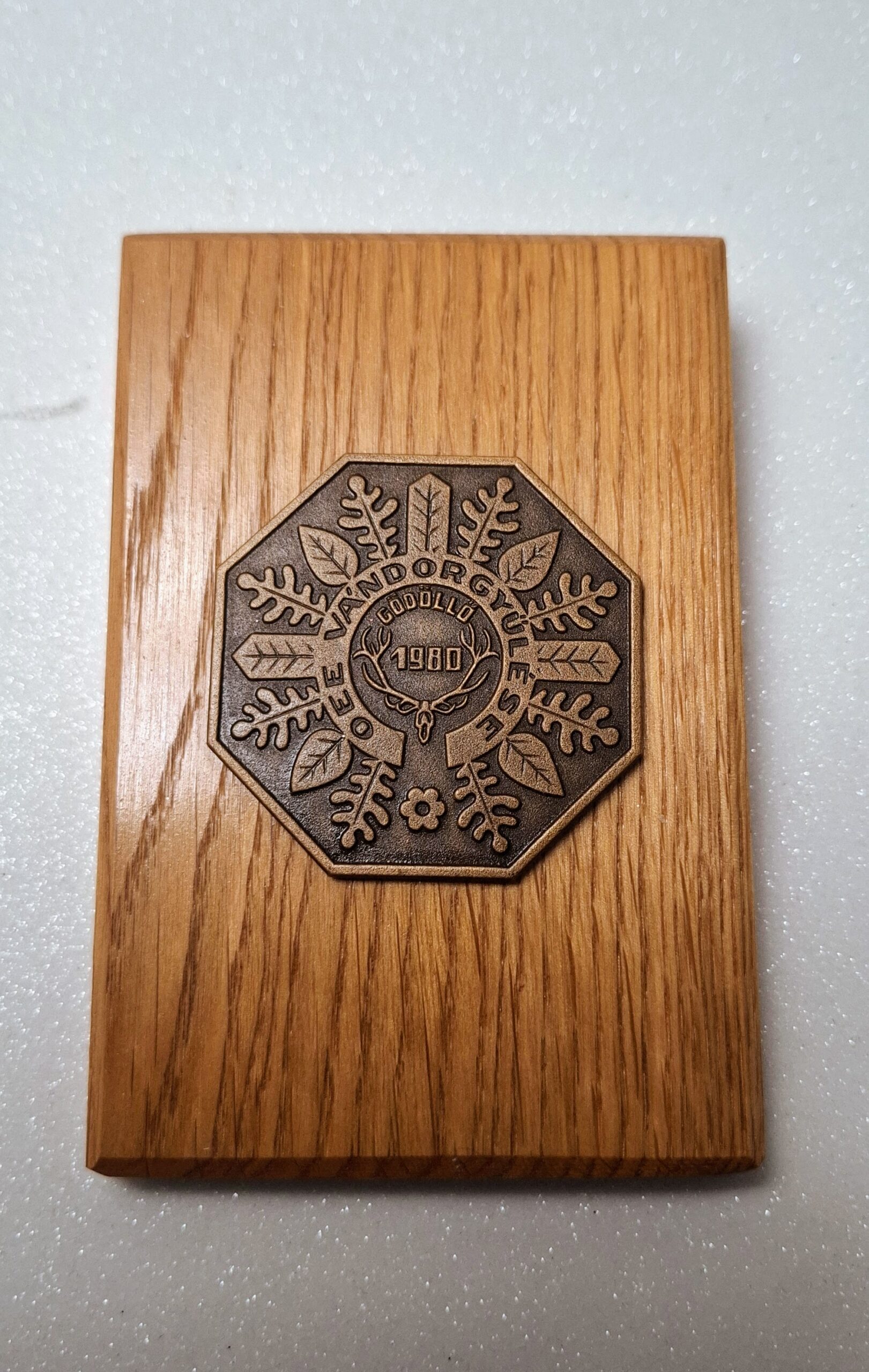 OEE Vándorgyűlés Gödöllő 1980 – bronz erdészeti emlékplakett fa alapon - Image 2
