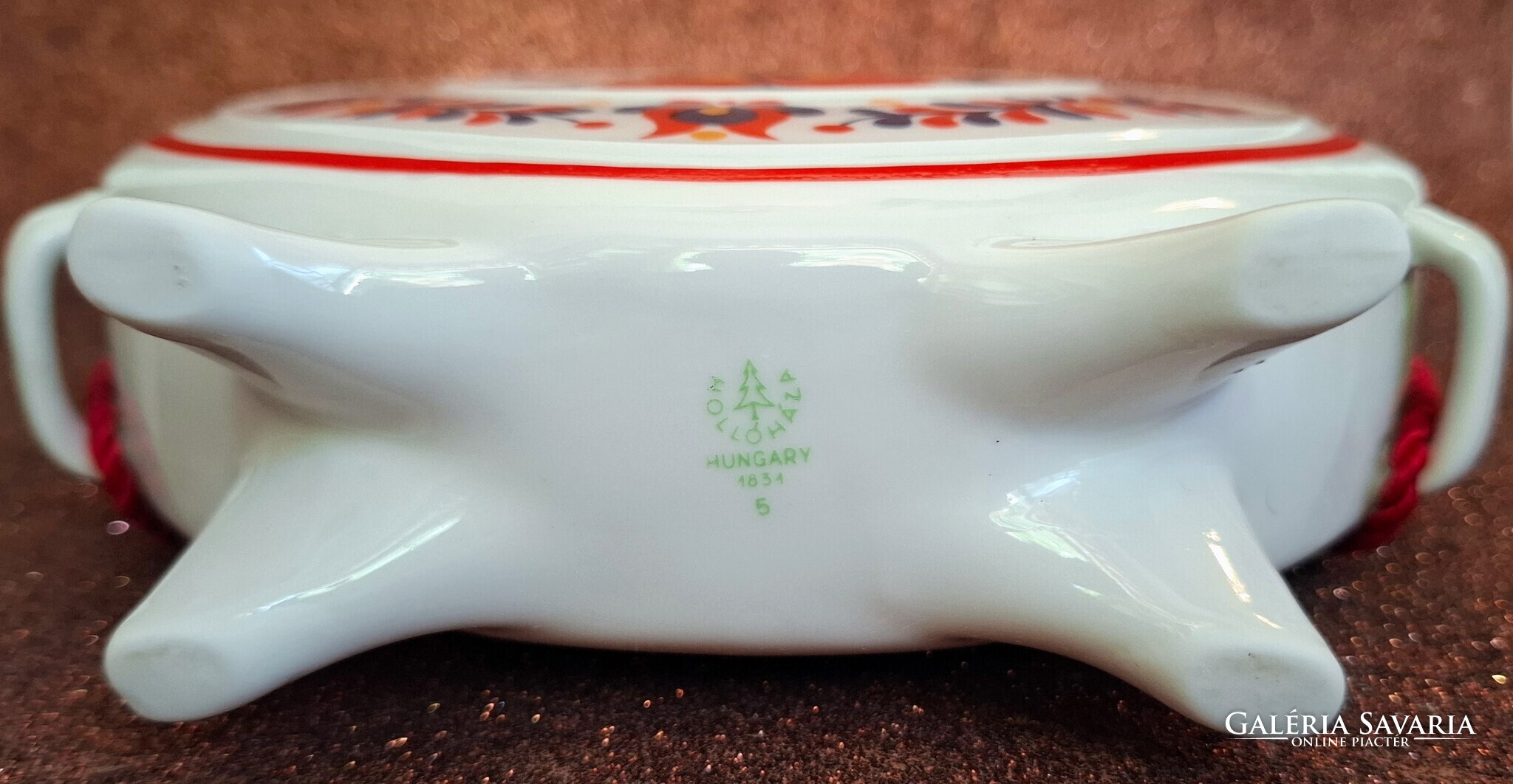 Hollóházi KERIPAR porcelán kulacs – népi virágmintás vállalati emléktárgy - Image 3