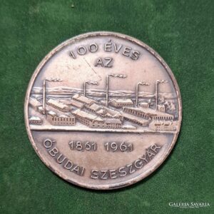 100 éves az Óbudai Szeszgyár – 1961-es ezüstpatinázott bronz emlékérem