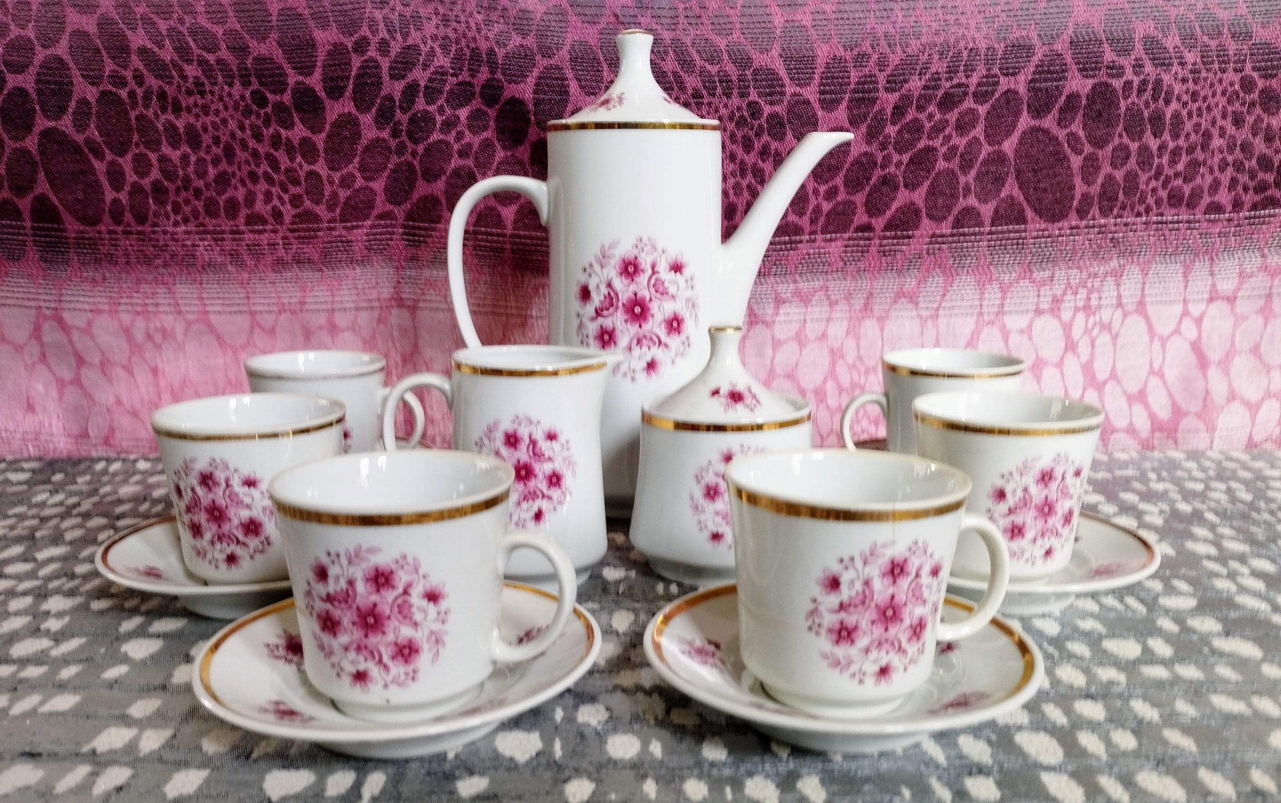 Vintage Alföldi Porcelán mokkáskészlet – 6 személyes, 17 darabos - Image 9