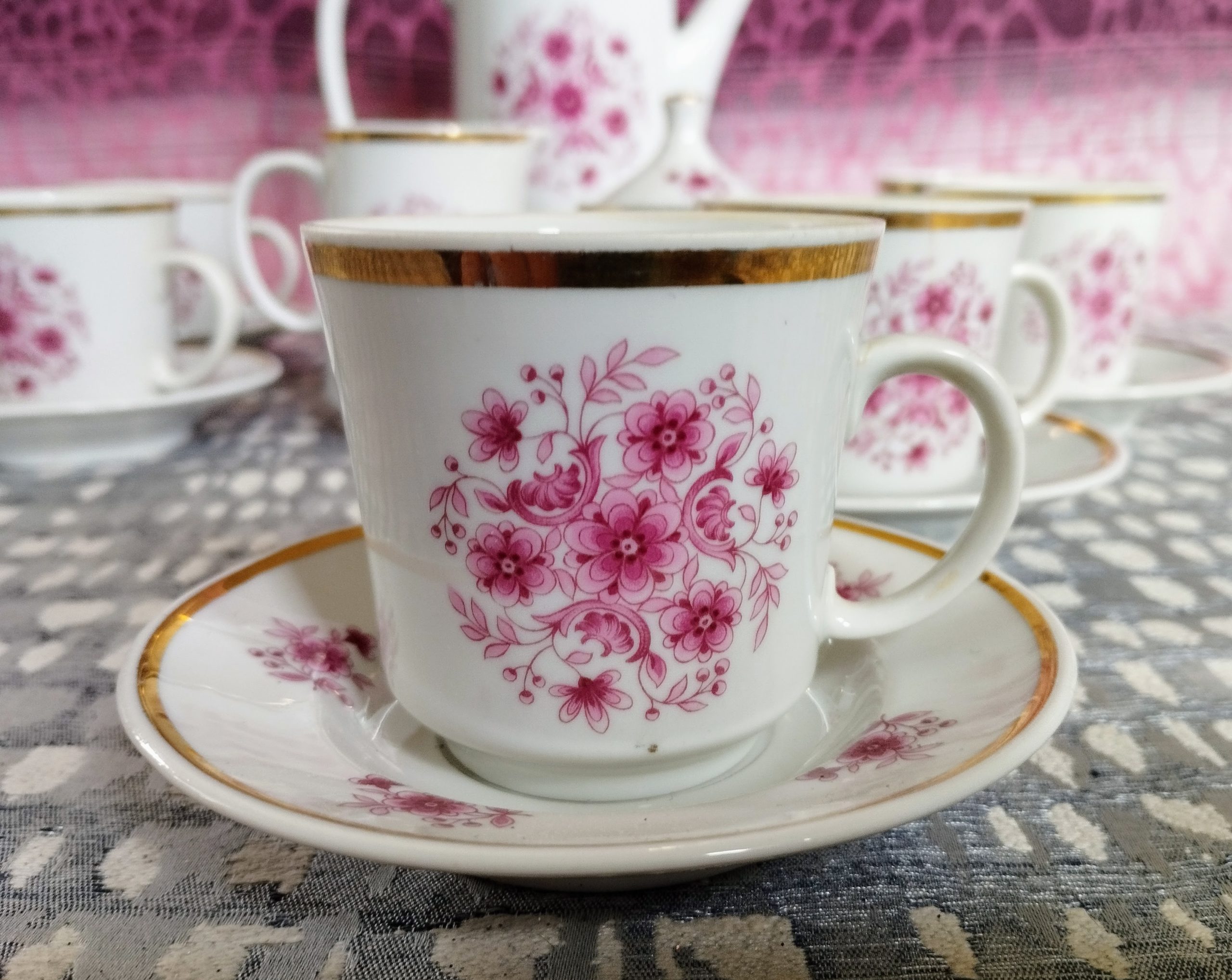 Vintage Alföldi Porcelán mokkáskészlet – 6 személyes, 17 darabos - Image 8