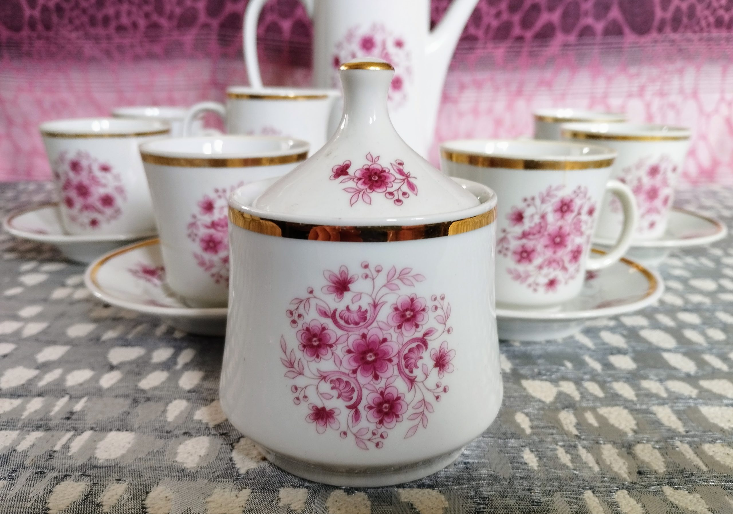 Vintage Alföldi Porcelán mokkáskészlet – 6 személyes, 17 darabos - Image 5