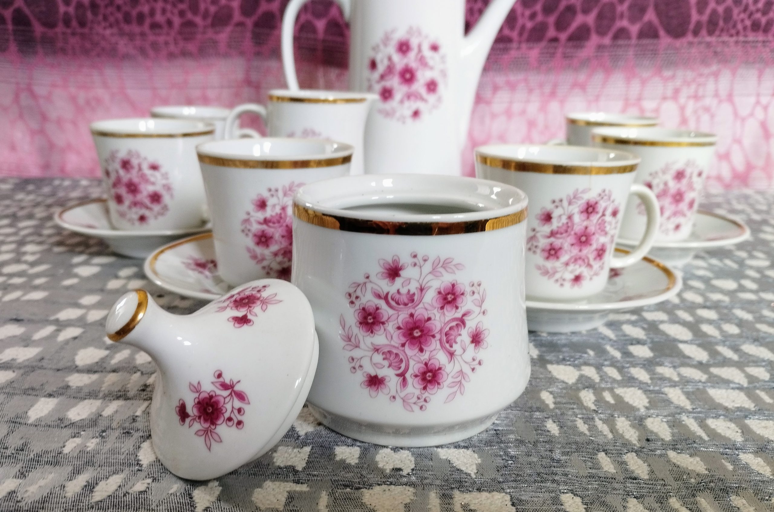 Vintage Alföldi Porcelán mokkáskészlet – 6 személyes, 17 darabos - Image 4