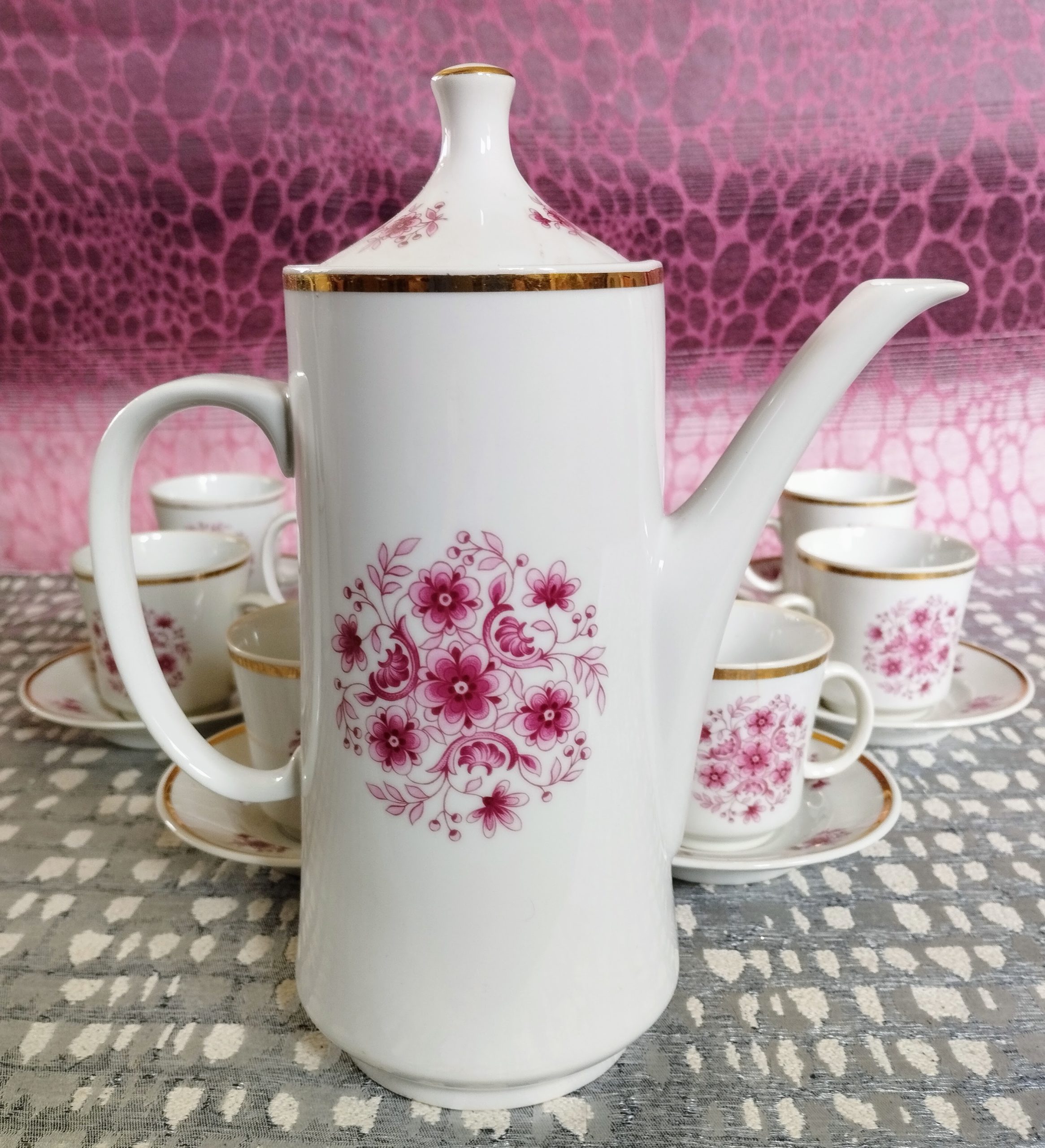 Vintage Alföldi Porcelán mokkáskészlet – 6 személyes, 17 darabos - Image 3