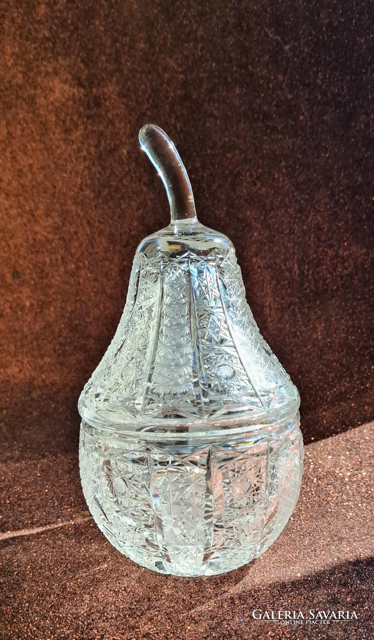 Vintage körte alakú csiszolt kristály bonbonier – cca. 1970 - Image 2