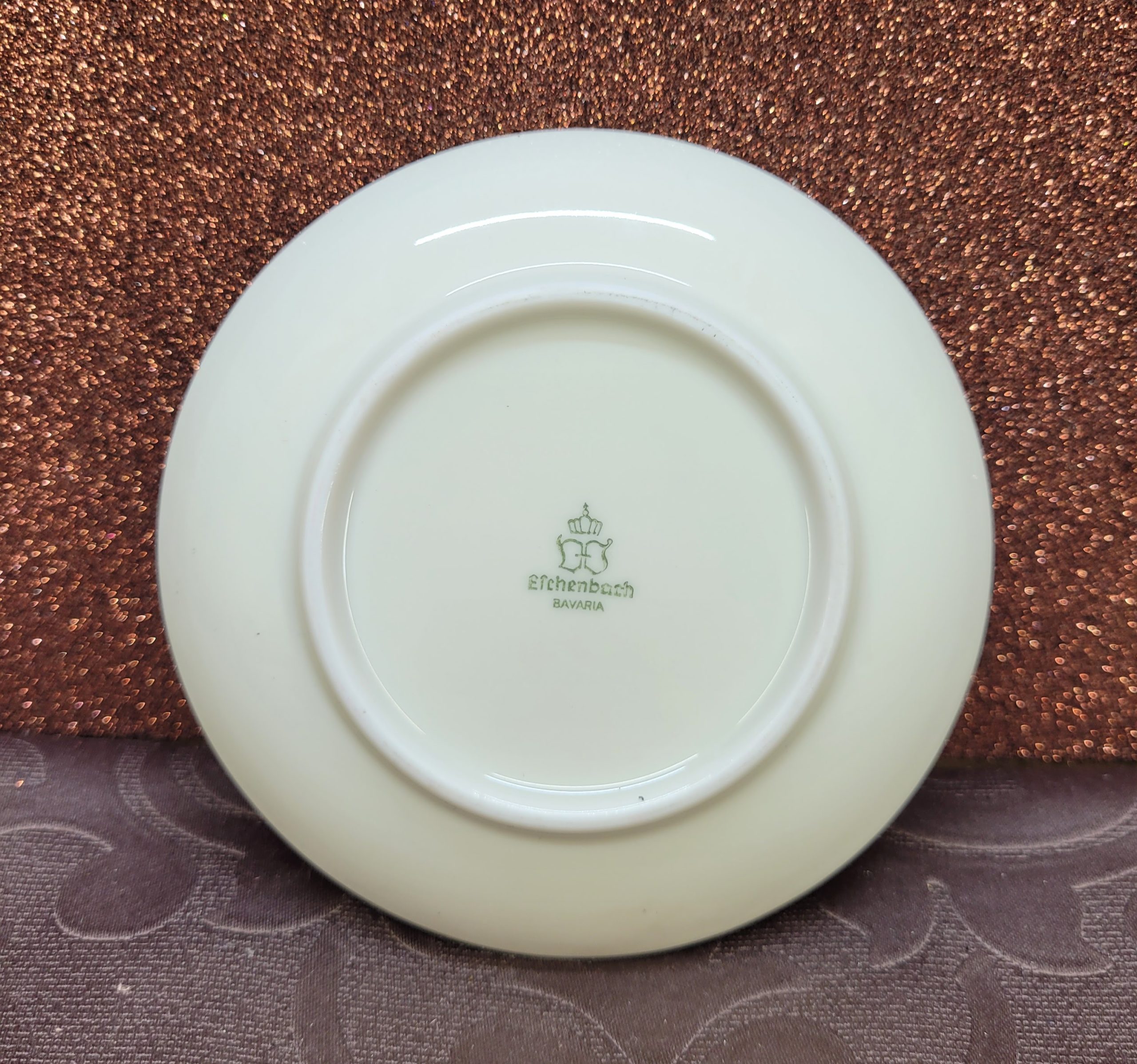 8 darabos Eichenbach Bavaria porcelán kistányérkészlet – aranyszegélyes vintage - Image 2