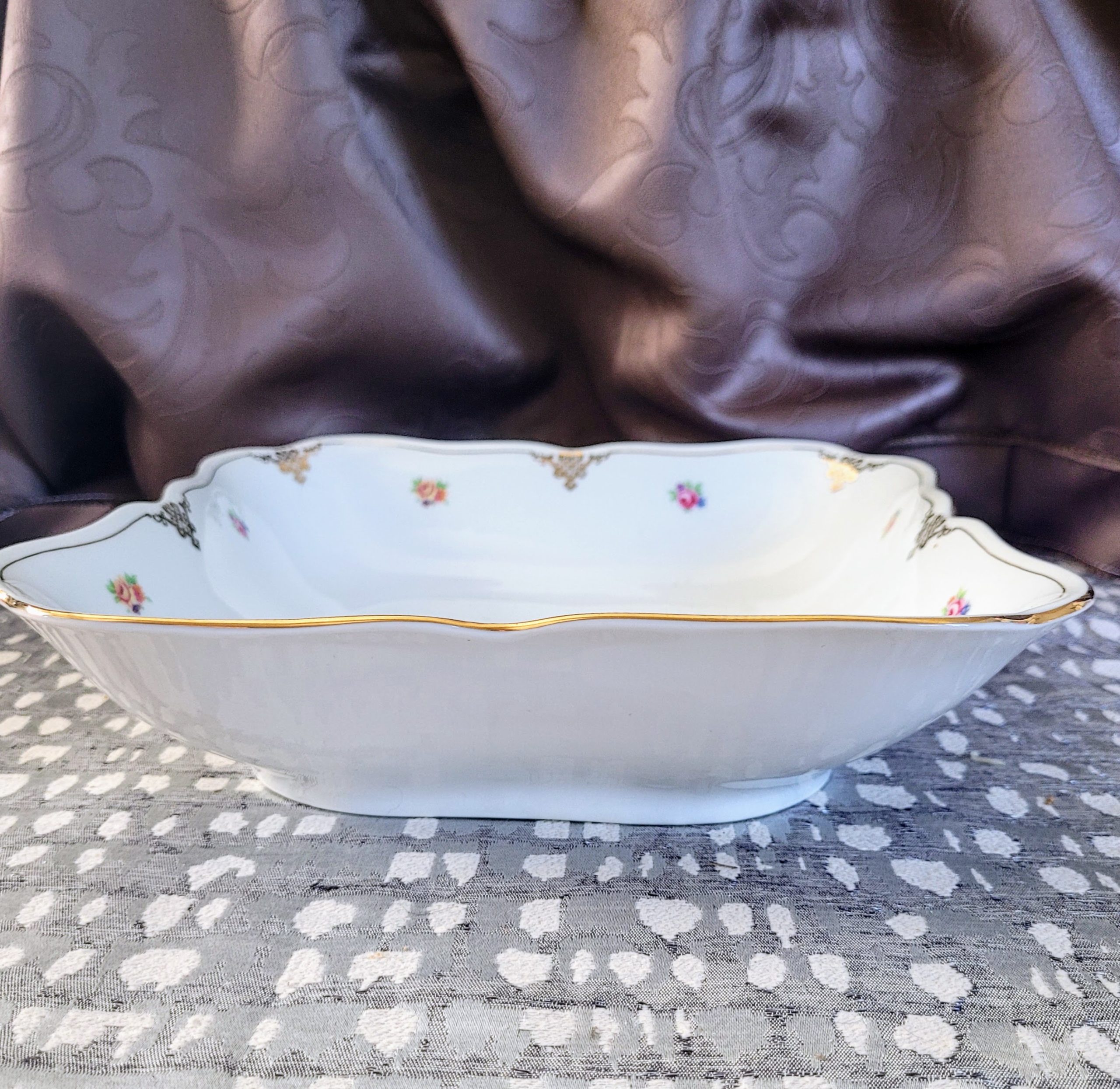 Antik Haas & Czjzek porcelán kínálótál – virágos, aranyozott, 1918–1938 - Image 4