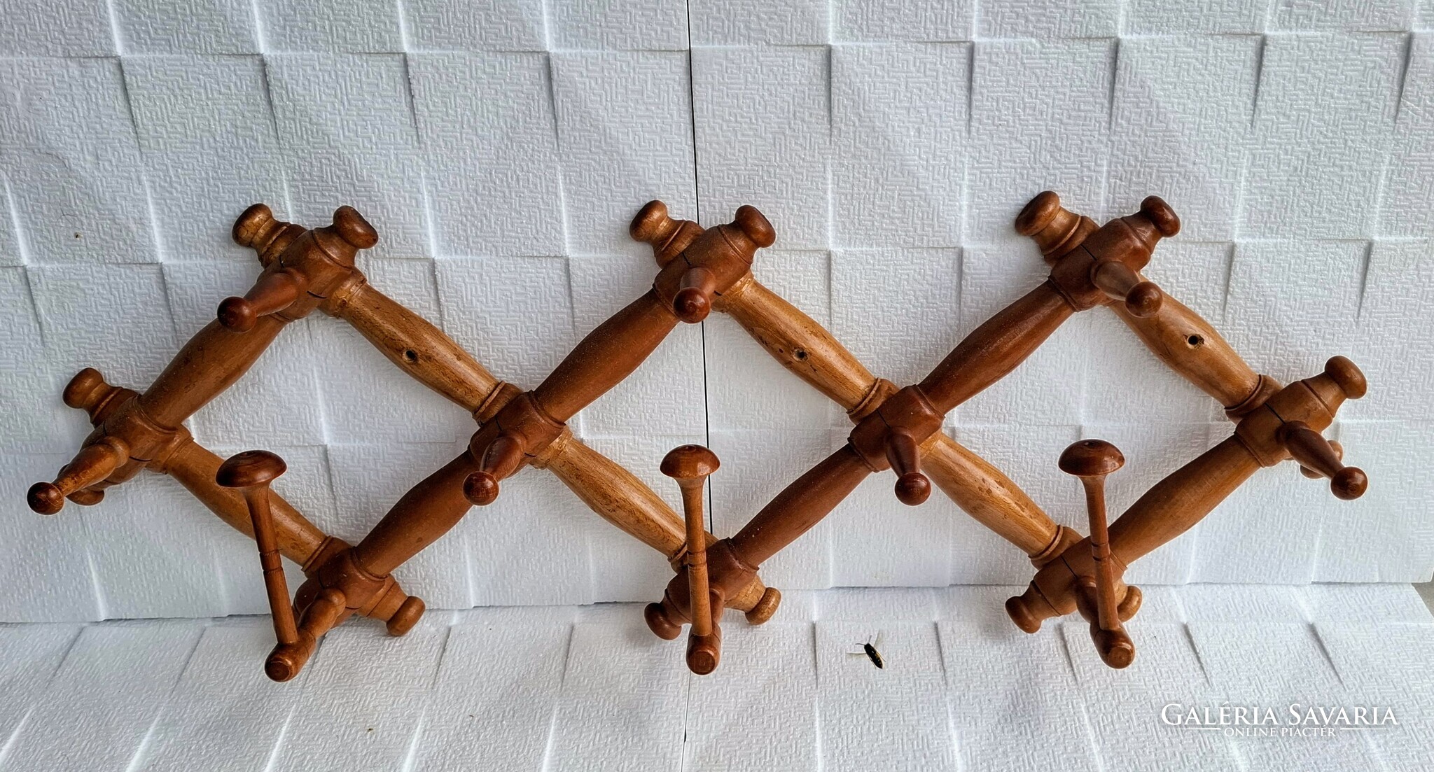 Vintage harmonika fa fogas 8 akasztóval – bővíthető retró fali fogas - Image 3