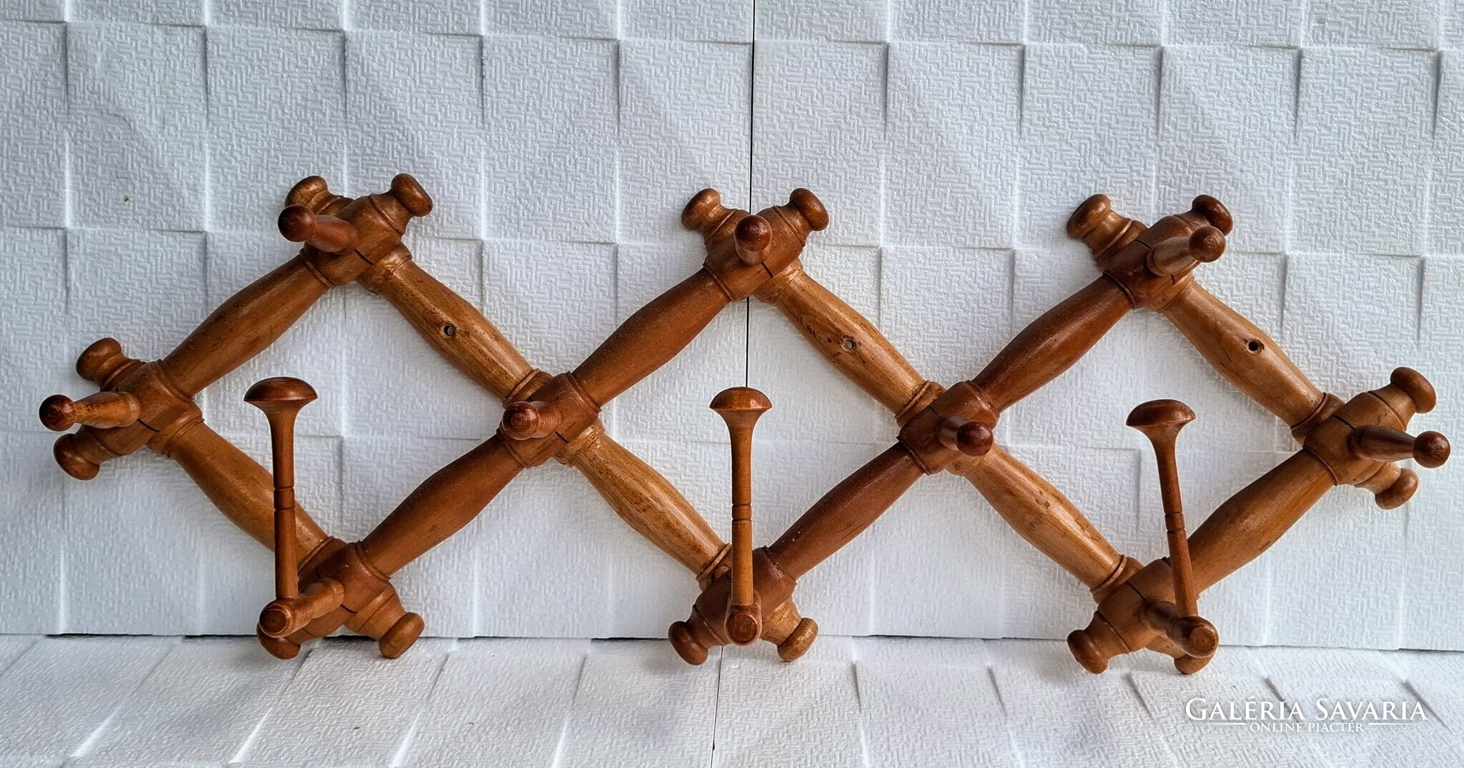 Vintage harmonika fa fogas 8 akasztóval – bővíthető retró fali fogas - Image 2